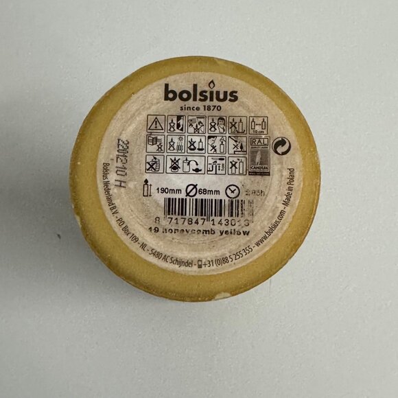 Four Bolsius Rustic Shine Pillar Candle Honeycomb Yellow 190 x 68mm Burns 85 Hrs - Picture 6 of 10